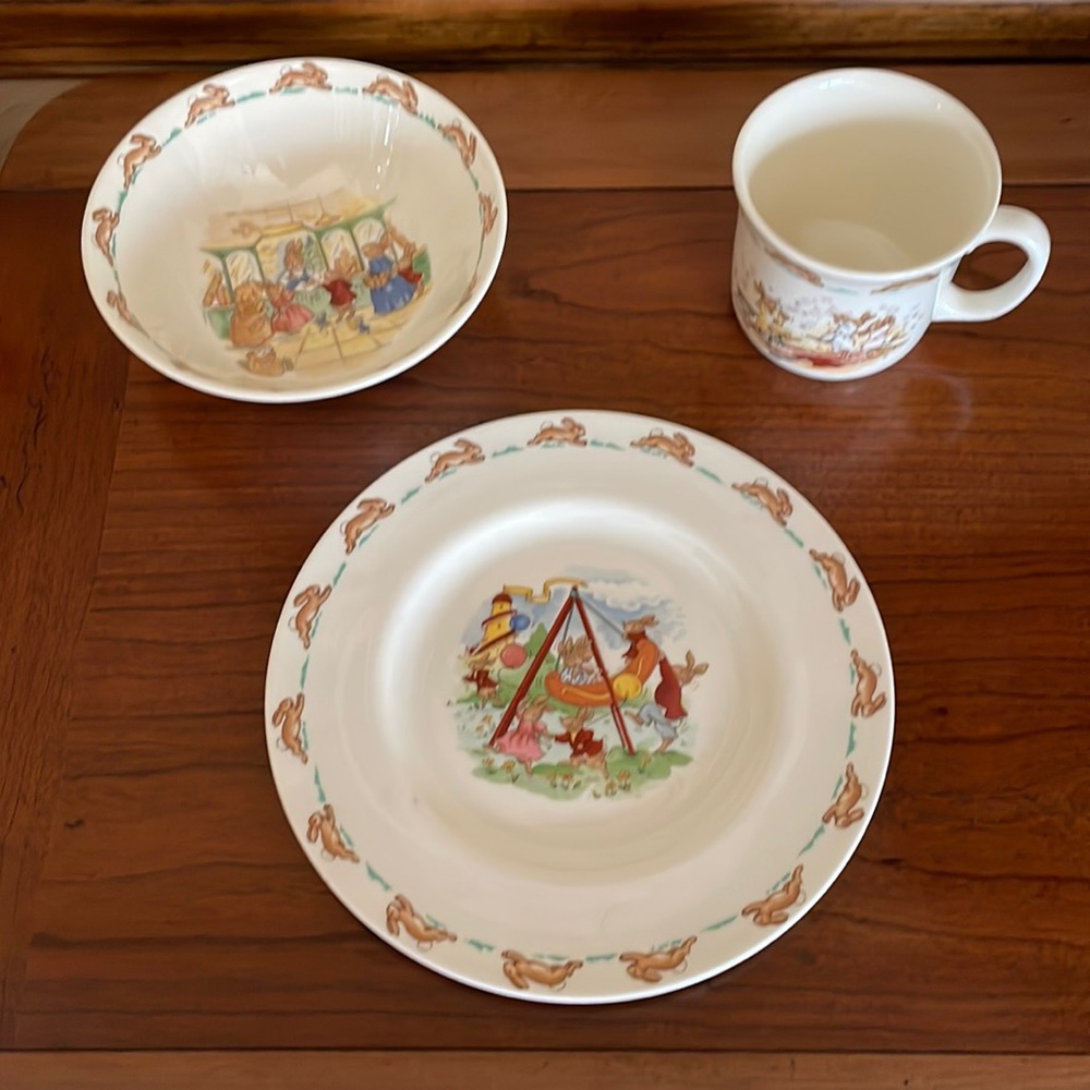 Royal Doulton Bunnykins children’s 3pc china set. Never used